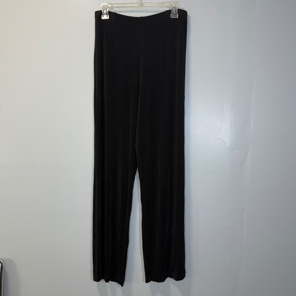 Coldwater Creek Black Slinky Knit Wide Leg Pants Medium J160 Made in‎ USA